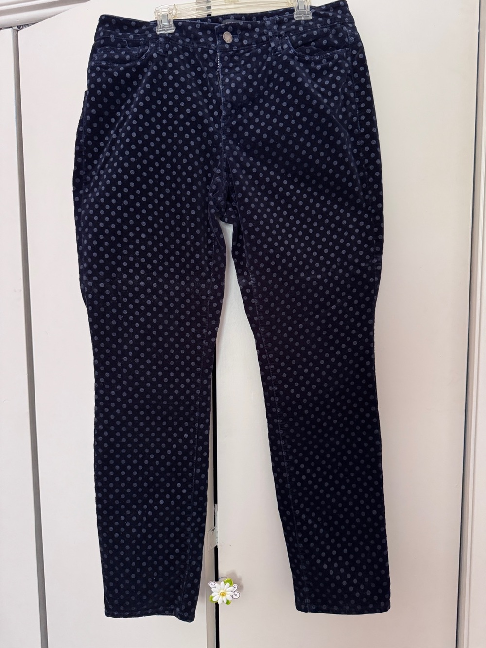 Navy Polka Dot Brushed Corduroy Pants